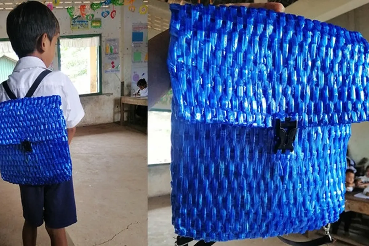 Tas sekolah berbahan tali rafia