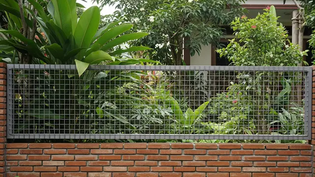 Pagar Half-Wall Bata Ekspos dengan Kawat Pelindung