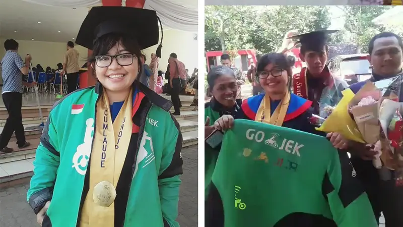 Mahasiswi Foto Pakai Jaket Ojol saat Wisuda, Kisah Perjuangan Ada di Baliknya