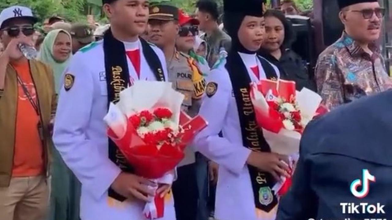 Viral, Ini Momen Penyambutan Fifandra Ardiansyah & Aprillya Putri Paskibraka Asal Halmahera Barat