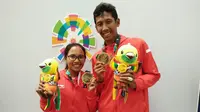 Dwi Rahayu Pitri dan Prima Simpatiaji, dua atliet soft tenis peraih medali perunggu akan segera menikah usai Asian Games 2018 (Liputan6.com / Nefri Inge)