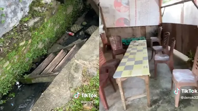 Bak Benteng Takeshi, Pembeli di Warung Kopi Ini Harus Masuk Selokan