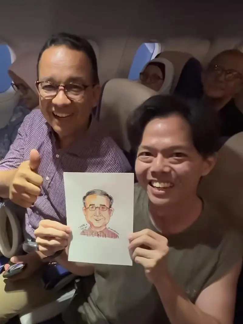 Potret Andre dan Anies Baswedan di Pesawat