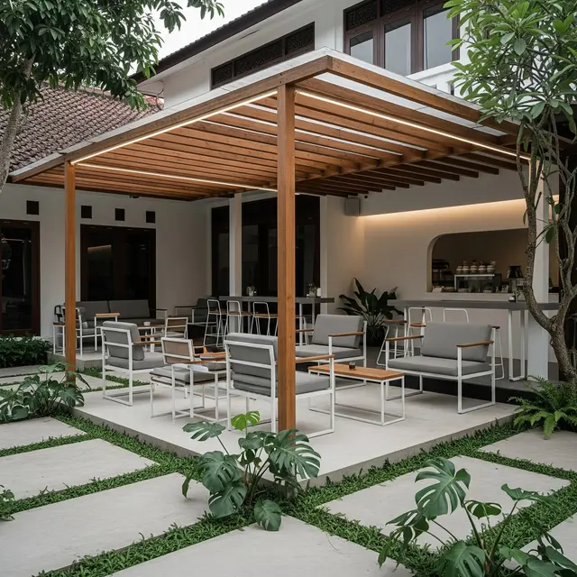Desain Cafe Outdoor Halaman Rumah