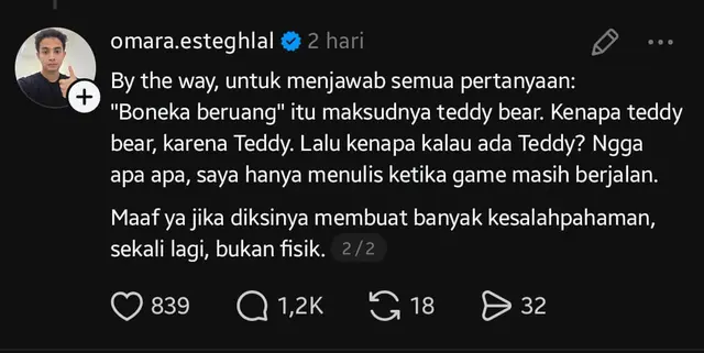 Omara Jelaskan Maksud "Boneka Beruang"