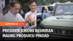 Presiden Jokowi resmi memberikan nama "Maung" untuk kendaraan taktis militer usai memberi pengarahan dalam rapat pimpinan Kementerian Pertahanan 2023.