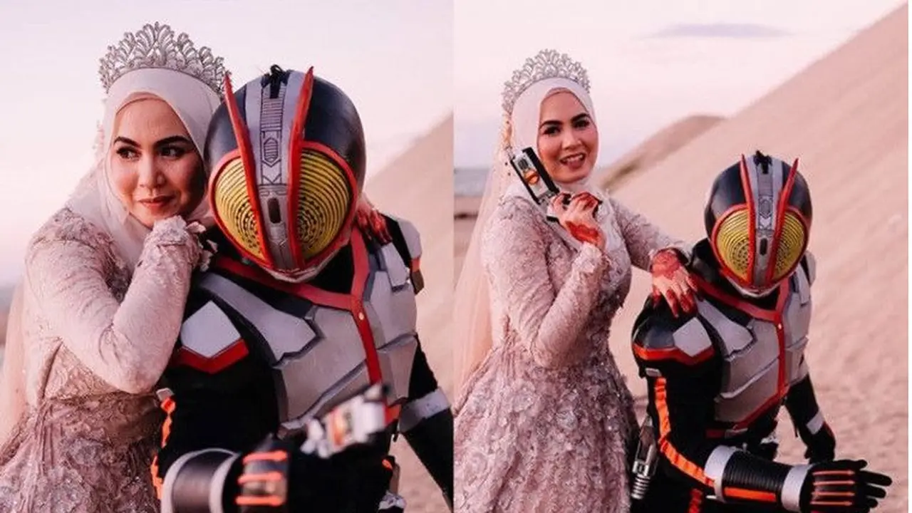 Keren, Pasangan Ini Bikin Foto Prewedding ala Kamen Rider