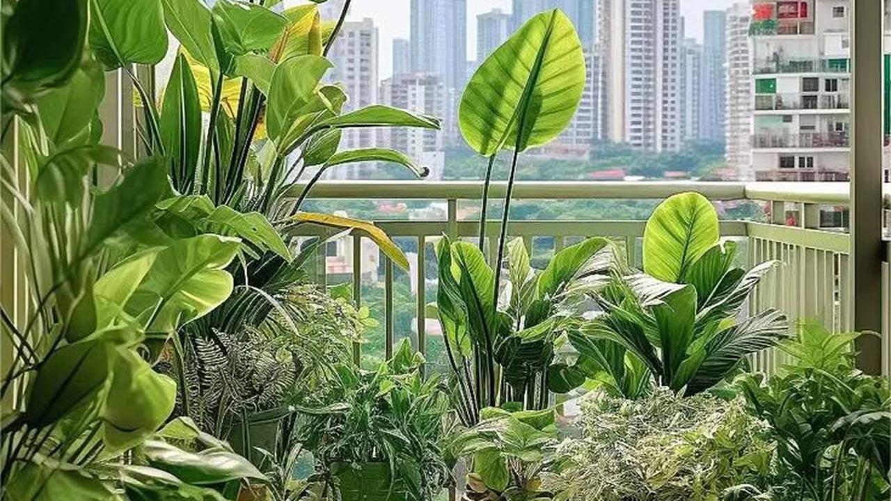 Ilustrasi Taman di Balkon dengan Tanaman Artificial (©Pinterest)