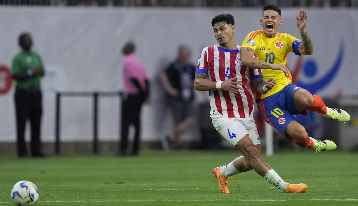 Kolombia berhasil menaklukkan Paraguay dengan skor 2-1.  (AP Photo/David J. Phillip)