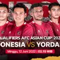 Dapatkan Link Live Streaming Piala Kualifikasi Asia 2023 : Indonesia Vs Yordania di Vidio