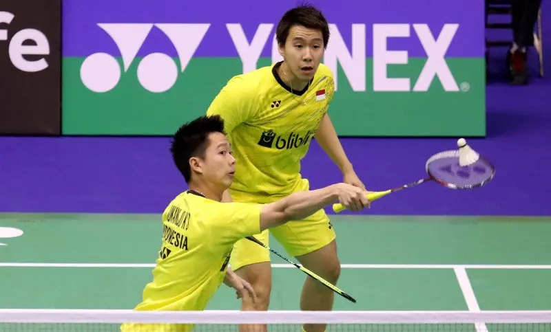 Ganda putra Indonesia Kevin Sanjaya Sukamuljo / Marcus Fernaldi Gideon. (Humas PP PBSI)