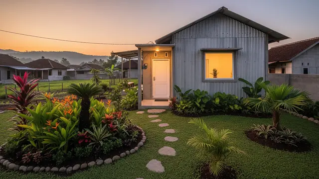 Desain Rumah Minimalis Kampung dengan Halaman Luas dan Taman Kecil/Gemini AI
