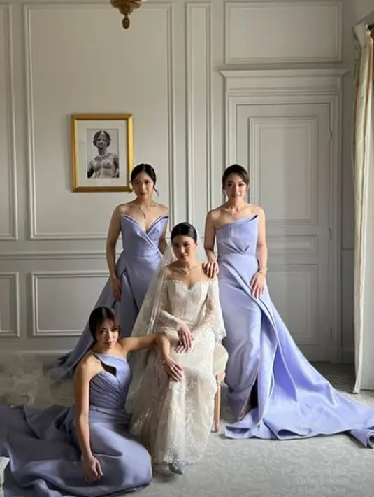 Untuk pemberkatan, Valencia Tanoesoedibjo memilih gaun karya Zuhair Murad [@morden.co]