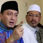 Ustaz Zacky Mirza memberi keterangan pers terkait masalah rumah tangganya dengan Shinta Tanjung. [Foto: Herman Zakharia/Liputan6.com]