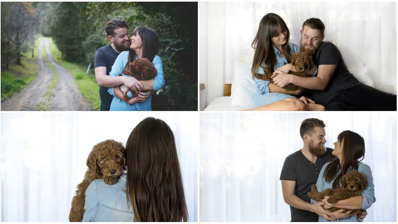 Gantikan Sosok Bayi, Pasangan Muda Ini Foto dengan Anak Anjing