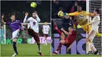 Foto kolase saat AS Roma melawan Cremonese (kiri) dan Fiorentina melawan Torino pada pertandingan sepak bola Coppa Italia. (Alfredo Falcone/LaPresse via AP - Massimo Paolone/LaPresse via AP)