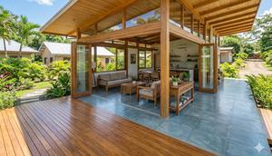Model Rumah Desa dengan Sirkulasi Angin Alami Sepanjang Hari (Sumber: gemini.com)