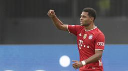 2. Serge Gnabry (Bayern Munchen) - Gnabry tampil memukau bersama Bayern Munchen di kompetisi Liga Champions musim ini. Pemain asal Jerman ini mendapatkan nilai 7.75 dari statistik penampilannya di Liga Champions 2019/2020. (AFP/Michael Sohn/pool)