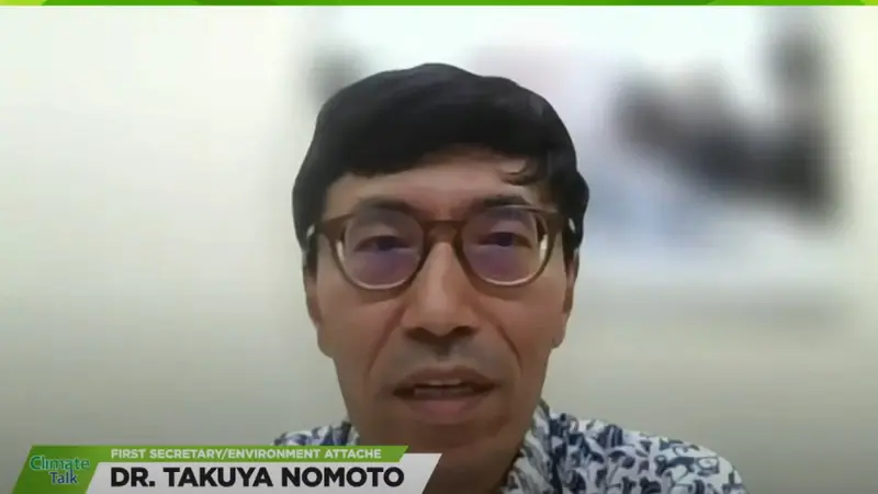 First Secretary Enviroment Attache Kedutaan Besar Jepang Takuya Nomoto dalam program Climate Talk Liputan6.com, Jumat (26/7/2024). (Tangkapan layar)