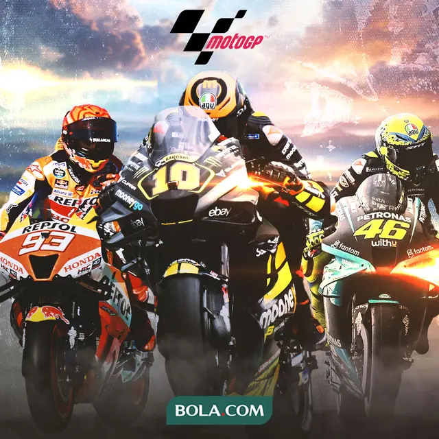 MotoGP - Ilustrasi Marc Marquez, Luca Marini, Valentino Rossi