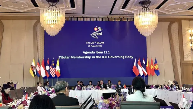 Open Session with ILO dalam Senior Labour Officials Meeting (SLOM) di Bangkok, Thailand, Selasa (25/8/2026). (Foto: Kemnaker)