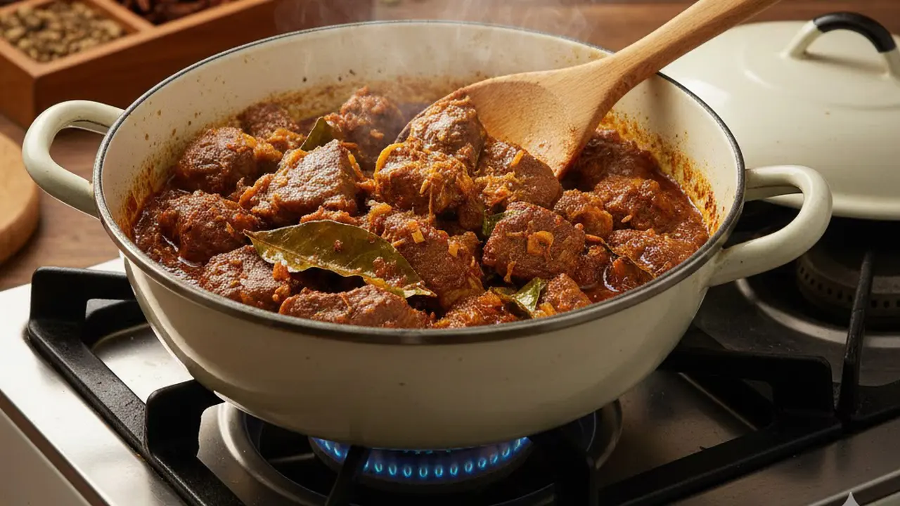 Memanaskan Rendang (foto: AI)