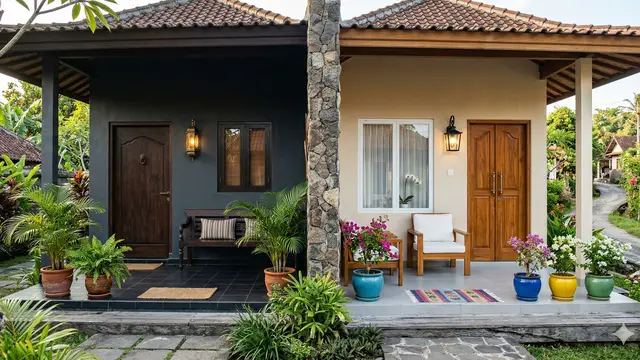 Perbandingan Warna Cat Terang vs Gelap untuk Teras Rumah (Foto: Gemini AI)