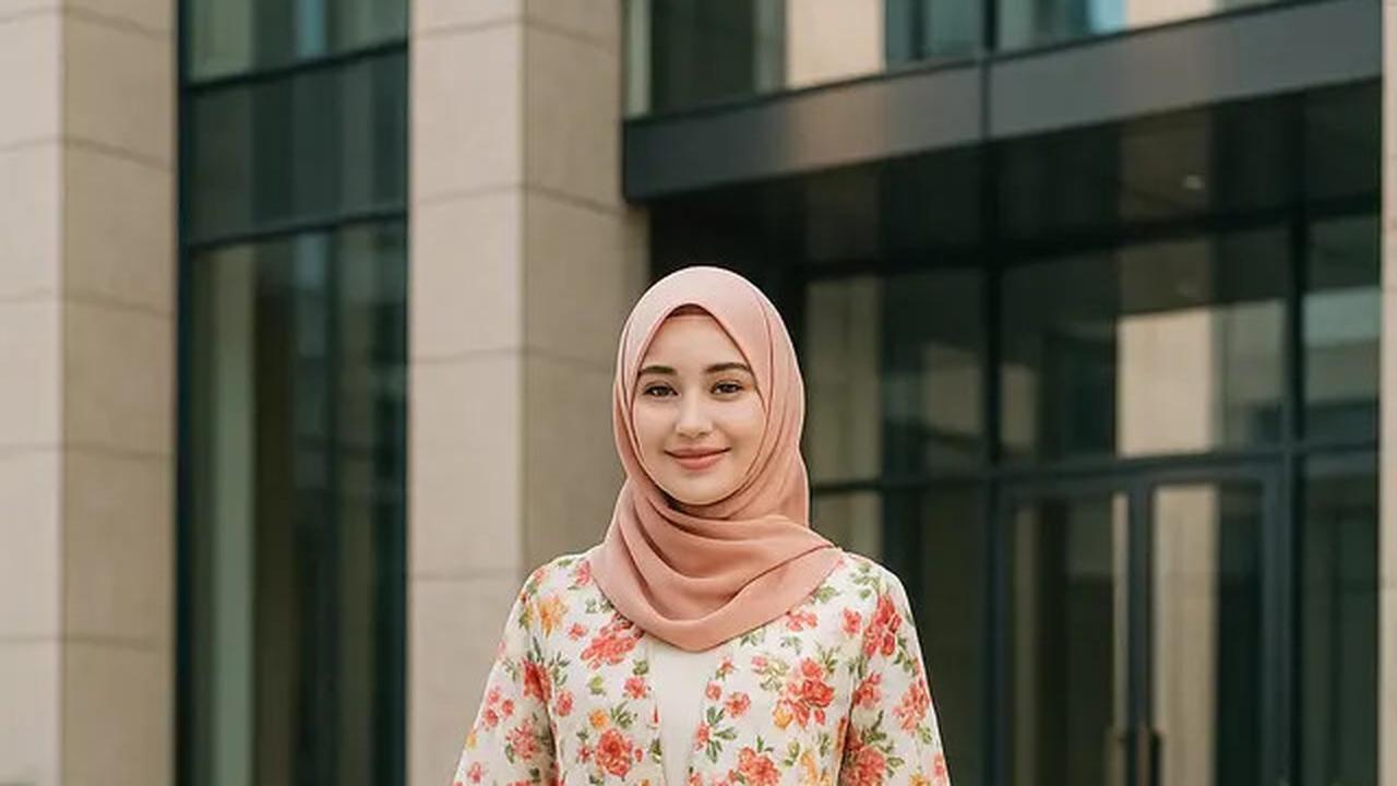 7 Model Gamis dengan Outer Motif Bunga