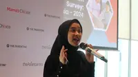 Research Executive theAsianparent Rayfienta Khairannisa memaparkan hasil Digital Mum Survey (DMS) Indonesia 2024. (Foto: Istimewa)