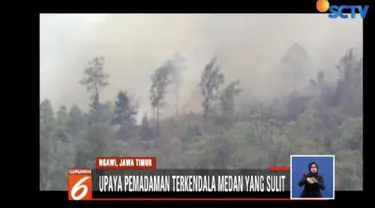 Kebakaran lereng Gunung Lawu di Ngawi, Jawa Timur, meluas, sementara upaya pemadaman sulit dilakukan.