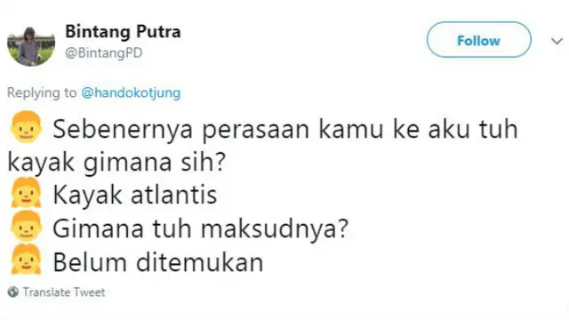 Alih-alih bikin galau berkepanjangan, para warganet justru membuat percakapan kocak soal perasaan.