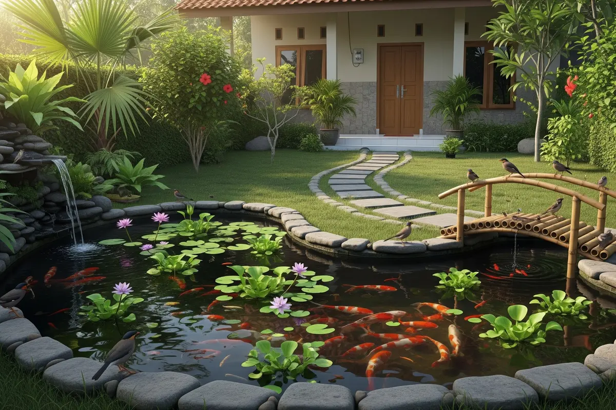 Inspirasi Kolam Ikan di Taman Rumah yang Bisa Menarik Kehadiran Burung dan Bikin Suasana Asri
