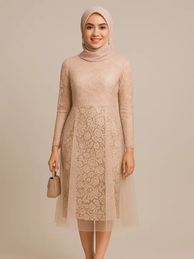 Dress Batik Kombinasi Brokat Hijab (Foto: ChatGPT)