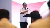 Menteri Dalam Negeri Muhammad Tito Karnavian, saat memberikan pengarahan pada kegiatan Kementerian Dalam Negeri (Kemendagri) BerAKHLAK: Transformasi Budaya Kerja di Era 4.0 di Jakarta, Rabu (23/2/2022). Agenda ini diperuntukkan bagi Aparatur Sipil Negara