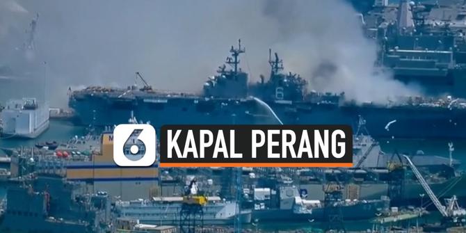 VIDEO: Kapal Perang Amerika Serikat Meledak dan Terbakar, 17 Pelaut Cedera