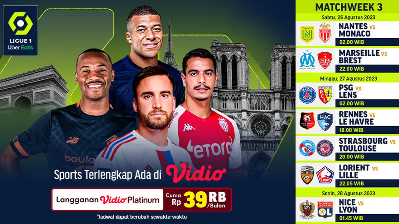 Jadwal Siaran Langsung Ligue1/Liga Prancis Pekan Ketiga 2023/2024