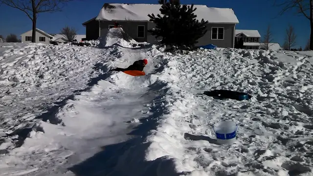 Gembiranya anak-anak bermain seluncur es dan melupakan dinginnya musim.