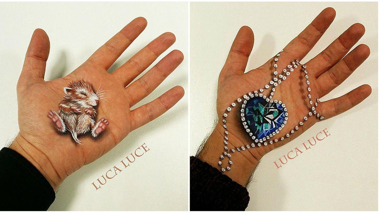 Lukisan 3 Dimensi di Atas Telapak Tangan