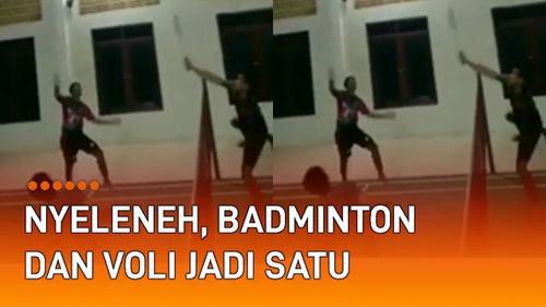 VIDEO: Nyeleneh, Pemuda Gabungkan Olahraga Badminton dan Voli