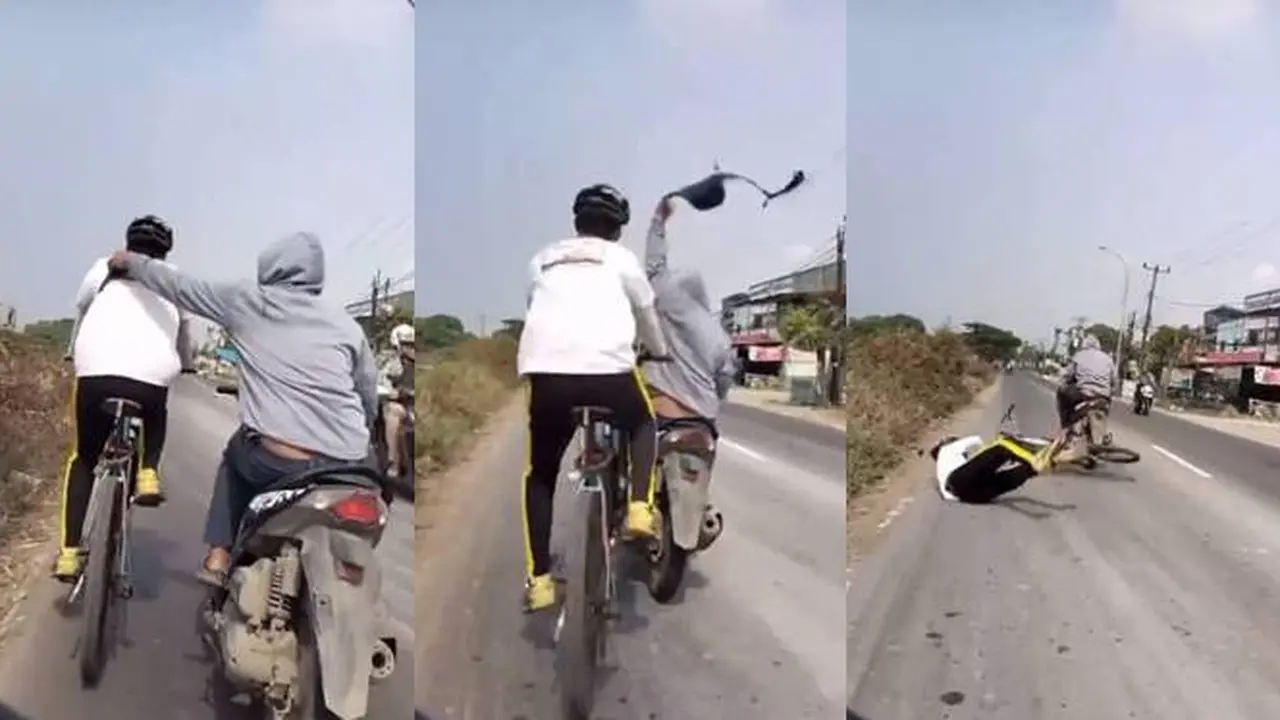 Viral, Detik-Detik Pesepeda di Tambun Selatan Dijambret Pemotor Sampai Tersungkur