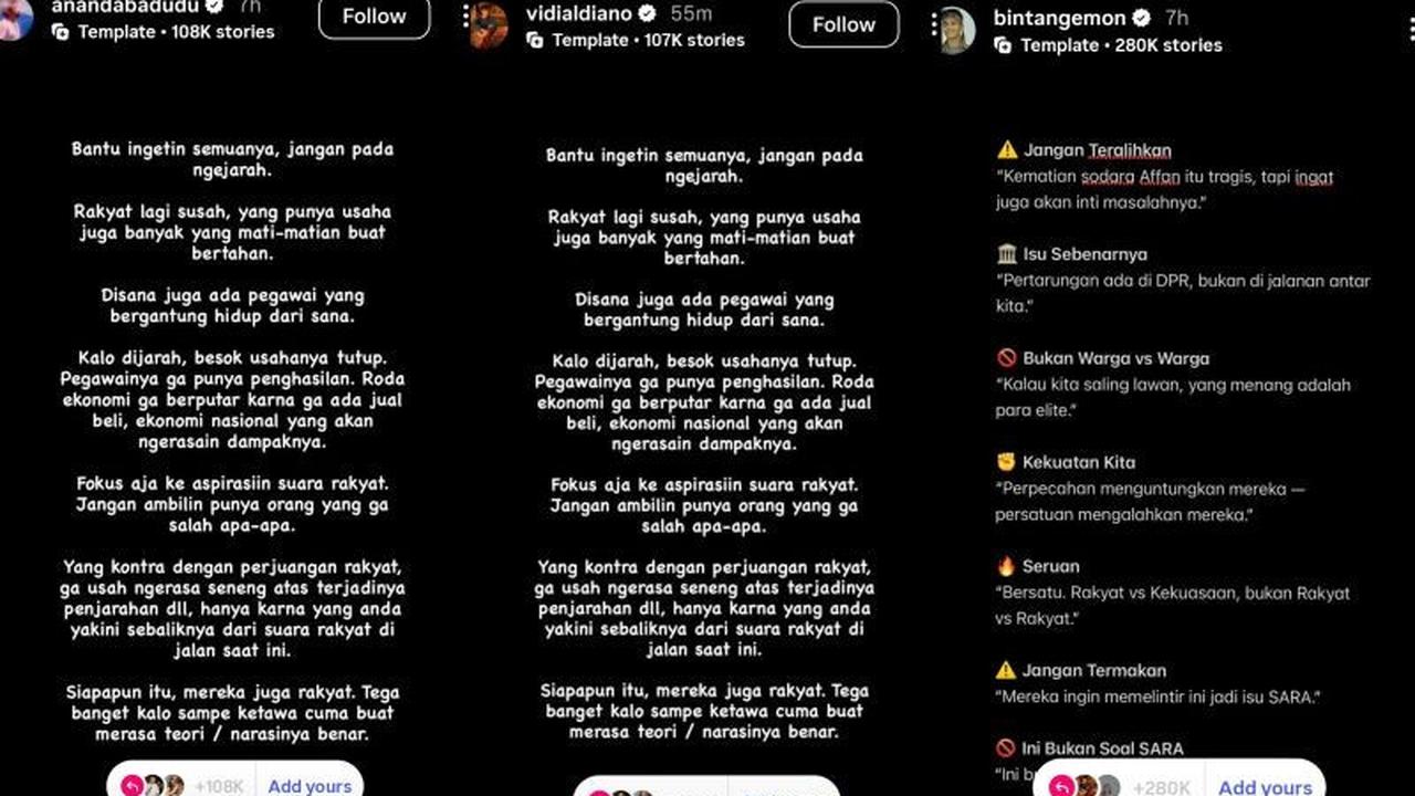 Bukan Cuma Vidi Aldiano, Ini Pesan Musisi Demo Agar Tak Menjarah, Ternyata Pakai Template Sama!