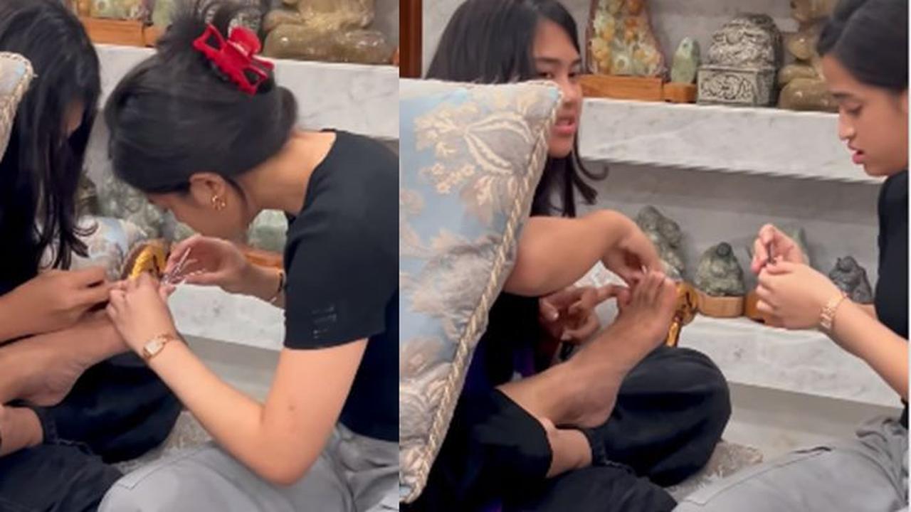 Dua Gadis Cantik Kompak Pedicure Bintang 4 Polisi, Sang Jenderal Tak Berkutik Santai di Sofa