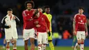 Bermain tandang di King Power Stadium, Manchester United meraih poin penuh usai mengalahkan tuan rumah Leicester City dengan skor 3-0. (Adrian Dennis/AFP)