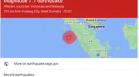 Badan Survei Geologi Amerika Serikat atau United States Geological Survey (USGS) mencatat gempa berkekuatan magnitudo 7.1 melanda Mentawai, Sumatera Barat, Indonesia (USGS).