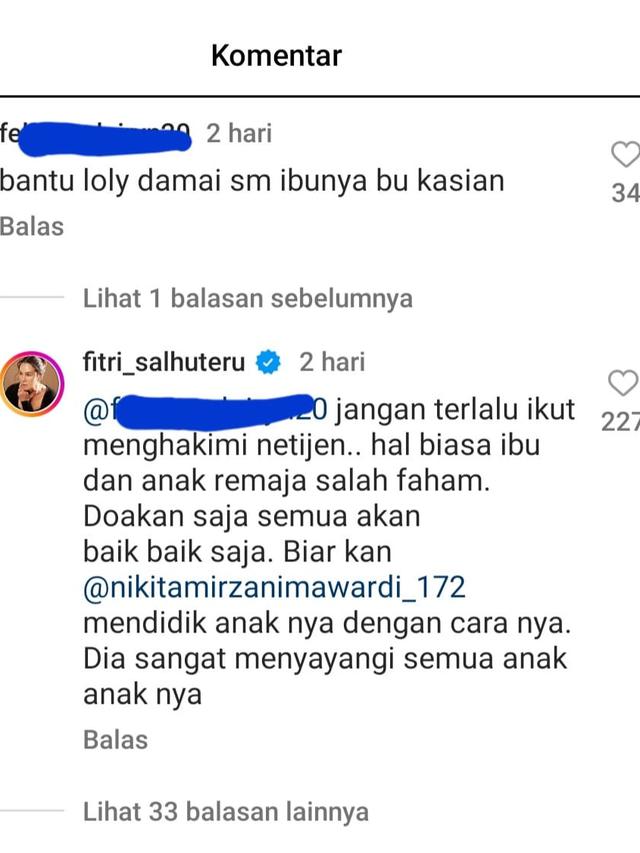 Pernyataan sikap Fitri Salhuteru soal konflik Nikita Mirzani dan Lolly. (Foto: Dok. Instagram @fitri_salhuteru)