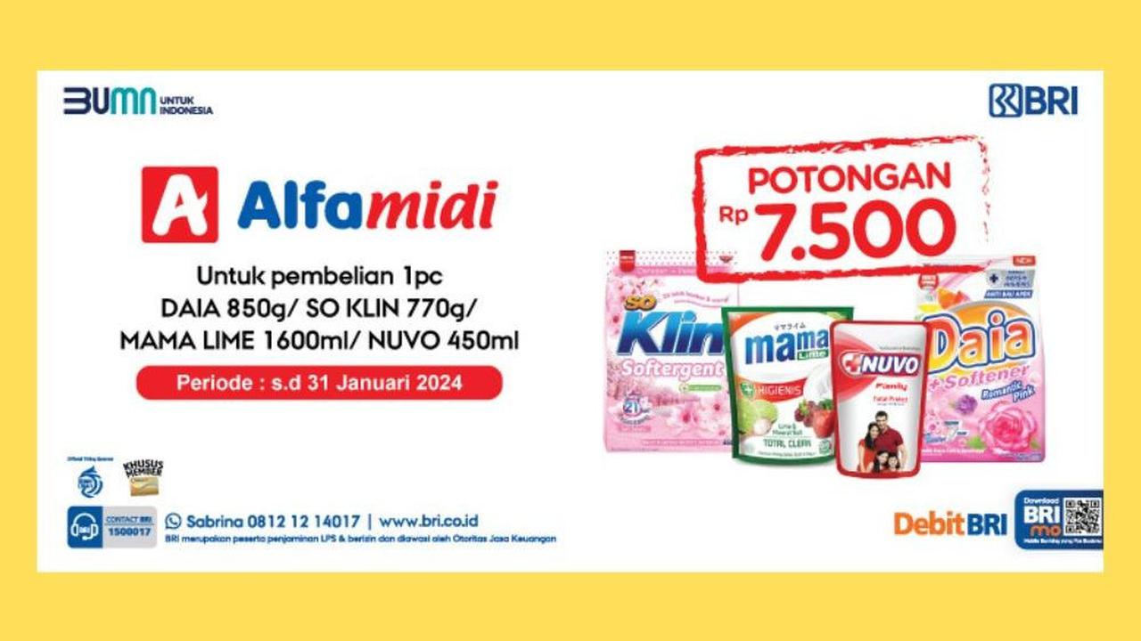 Menariknya, belanja di Alfamidi bisa mendapatkan diskon BRI, lho!