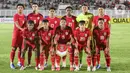 Timnas Indonesia U-20 jelang pertandingan kualifikasi Piala Asia U-20 grup F melawan Maladewa di Stadion Madya, Kompleks Gelora Bung Karno, Jakarta, Rabu (25/9/2024). (Liputan6.com/Angga Yuniar)