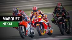 Berita video terpopuler 2018, manuver Marc Marquez menyalip di antara Andrea Dovizioso dan Johan Zarco di MotoGP Qatar.