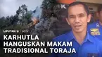 Kebakaran hutan dan lahan juga ikut menghanguskan kuburan batu khas Toraja di Kabupaten Toraja Utara, Sulawesi Selatan. Tak sedikit jasad yang ikut terbakar, sementara puluhan jasad lainnya dievakuasi pihak keluarga.