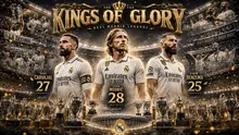 Trio legenda Real Madrid, Dani Carvajal, Luka Modric, Karim Benzema. (Bola.com/AI Generated)